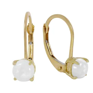 0.7 Carat 14K Solid Yellow Gold Optic White Opal Earrings