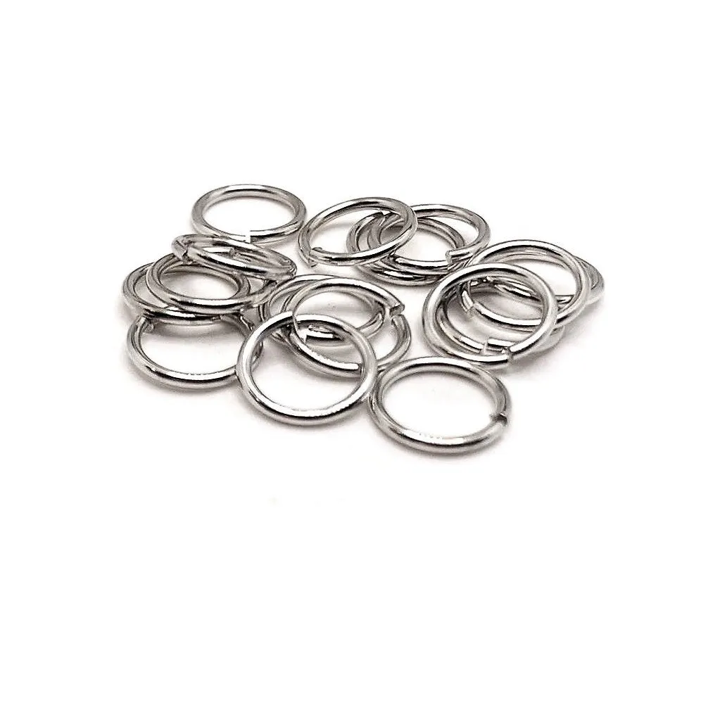 100, 500 or 1,000 Pieces: 8 mm Antique Silver Rhodium Plated Open Jump Rings, 18g