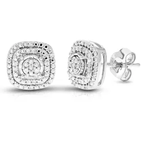 1/10 cttw Cushion Lab Diamond Vintage Stud Earrings in Silver