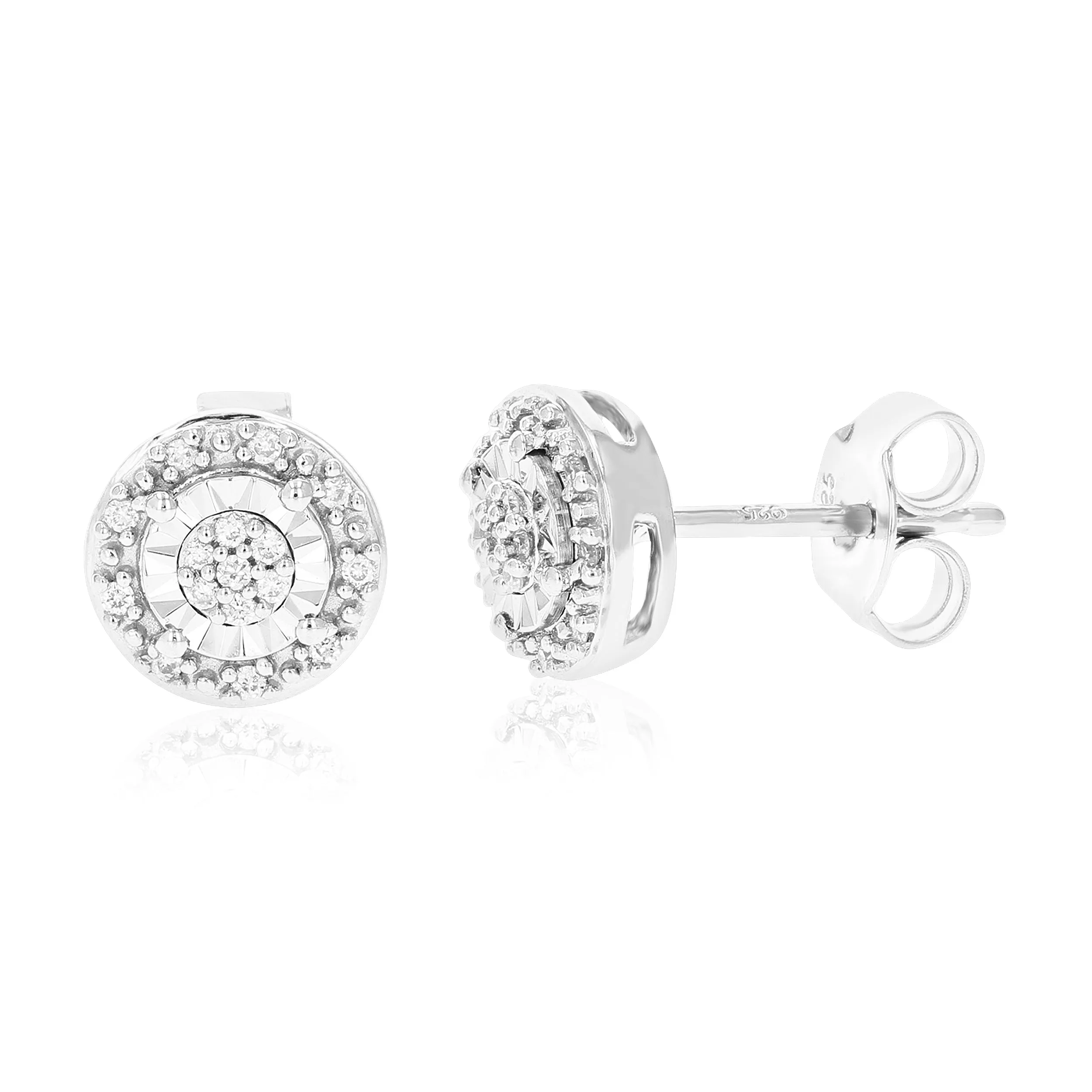 1/10 cttw Diamond Stud Earrings in .925 Sterling Silver