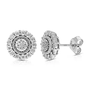 1/10 cttw Lab Grown Halo Diamond Stud Earrings in Sterling Silver