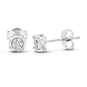 1/16 cttw Diamond Minimalist Stud Earrings in Sterling Silver