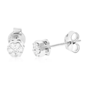 1/4 cttw Composite Diamond Floral Stud Earrings in Sterling Silver