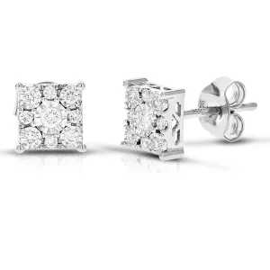 1/4 cttw Composite Diamond Square Stud Earrings in Sterling Silver