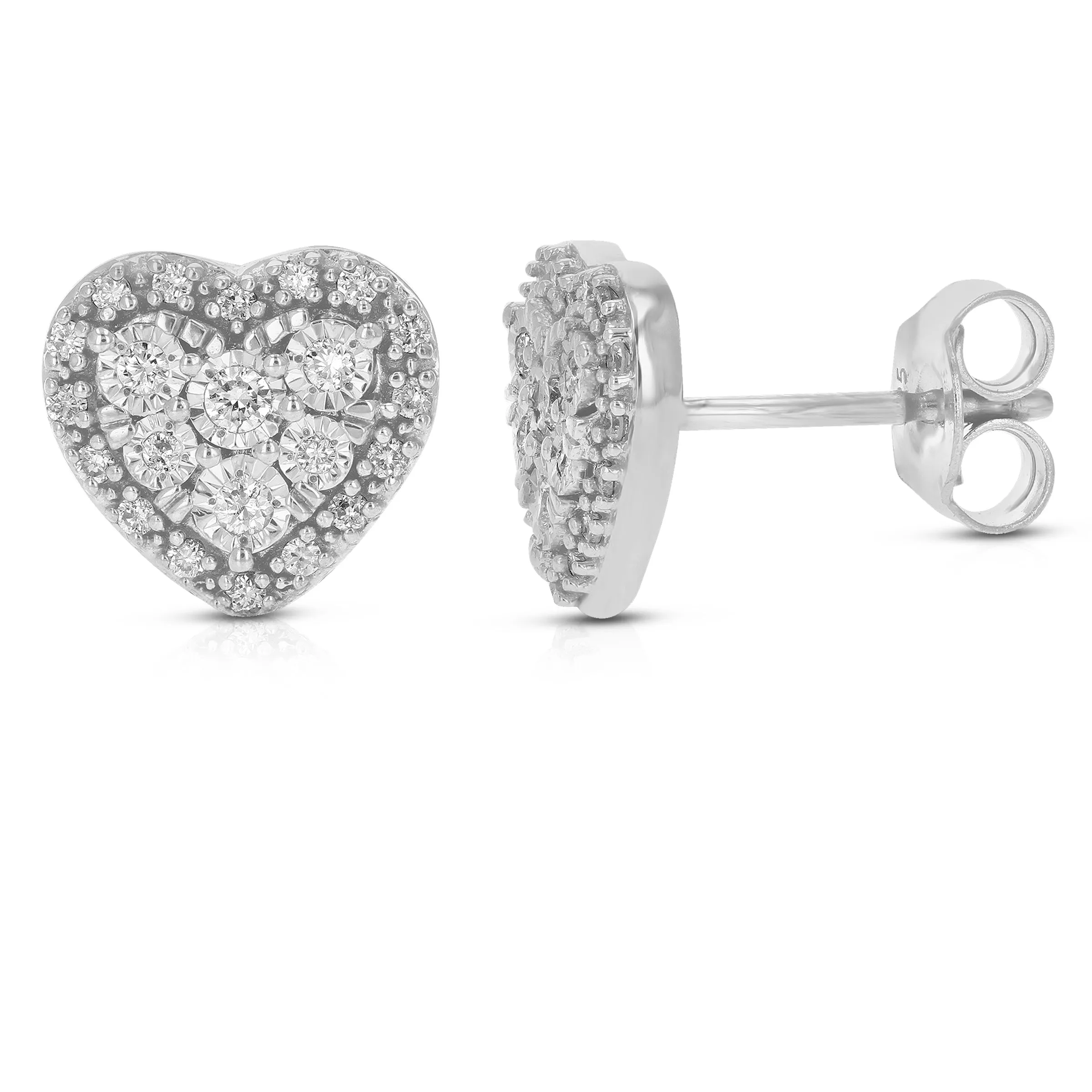 1/4 cttw Diamond Heart Composite Stud Earrings in Sterling Silver