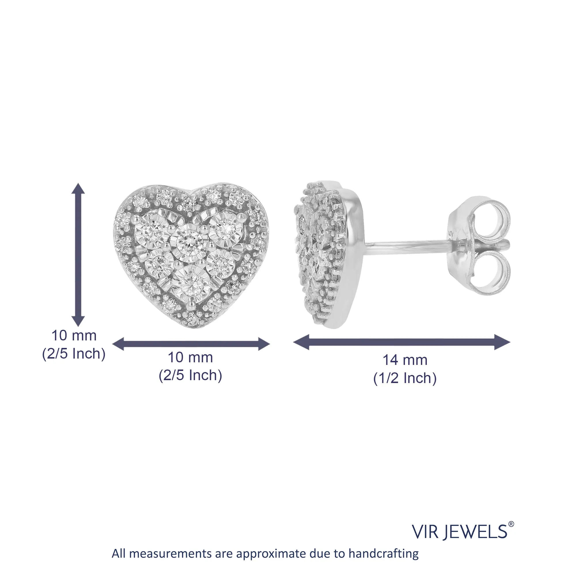 1/4 cttw Diamond Heart Composite Stud Earrings in Sterling Silver