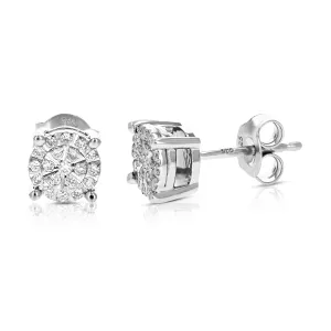 1/4 cttw Lab Grown Diamond Round Stud Earrings in Sterling Silver