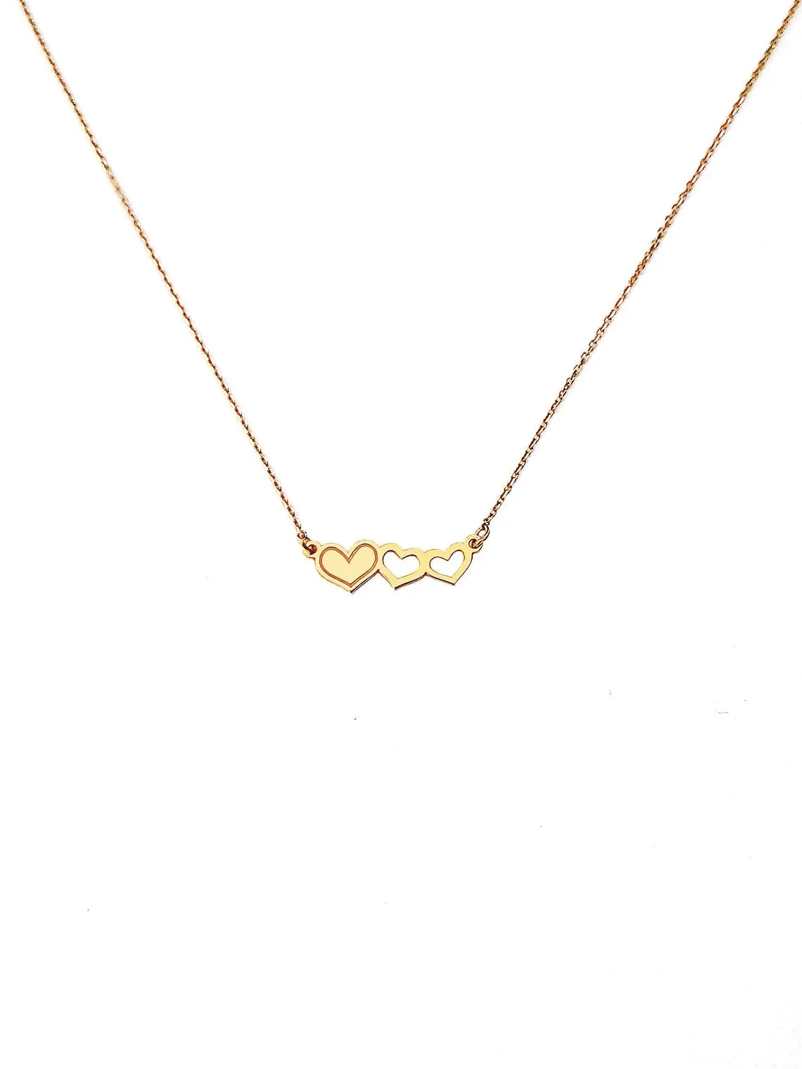 14K Gold Vermeil Triple Heart Necklace - Minimalist Necklace