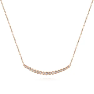 14K Rose Gold Curved Bar Necklace with Round Diamonds - NK5796K45JJ