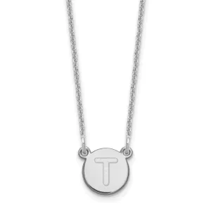 14k White Gold Tiny Circle Block Letter U Initial Pendant and Necklace