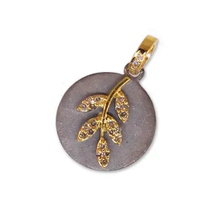 14kt Yellow Gold Diamond Leaf Pendent