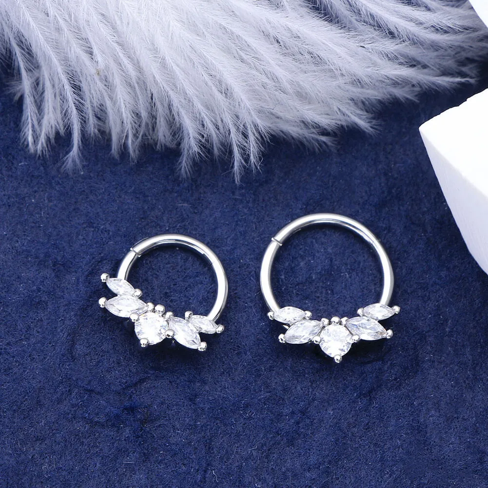 16G CZ Crown Daith Earring Septum Ring