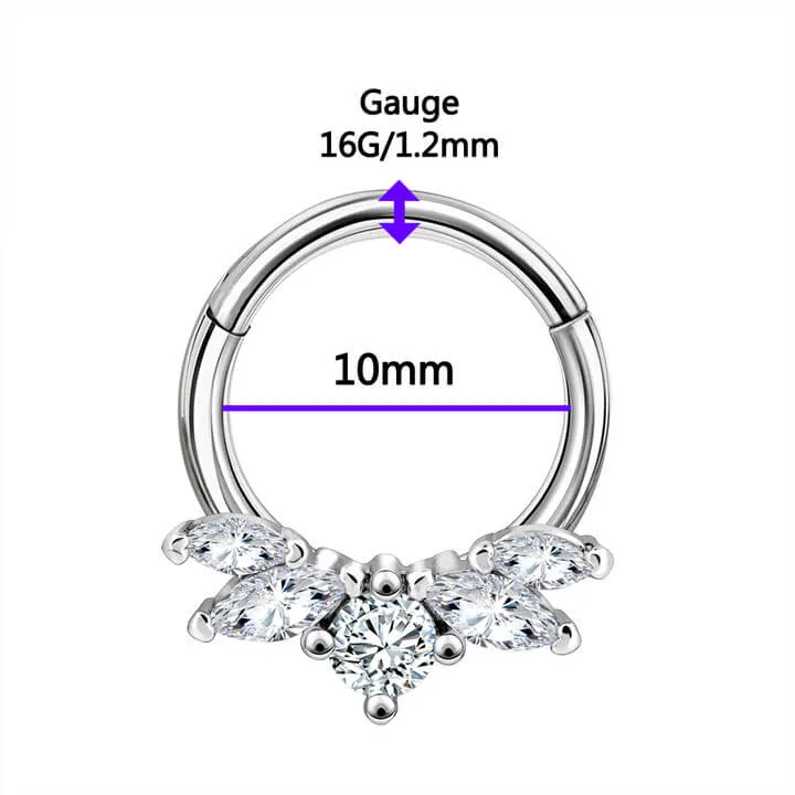 16G CZ Crown Daith Earring Septum Ring