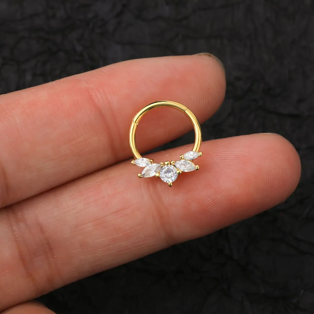 16G CZ Crown Daith Earring Septum Ring