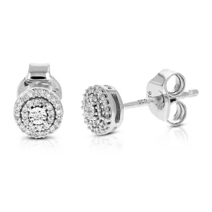 1/8 cttw Elegant Diamond Stud Earrings in Sterling Silver