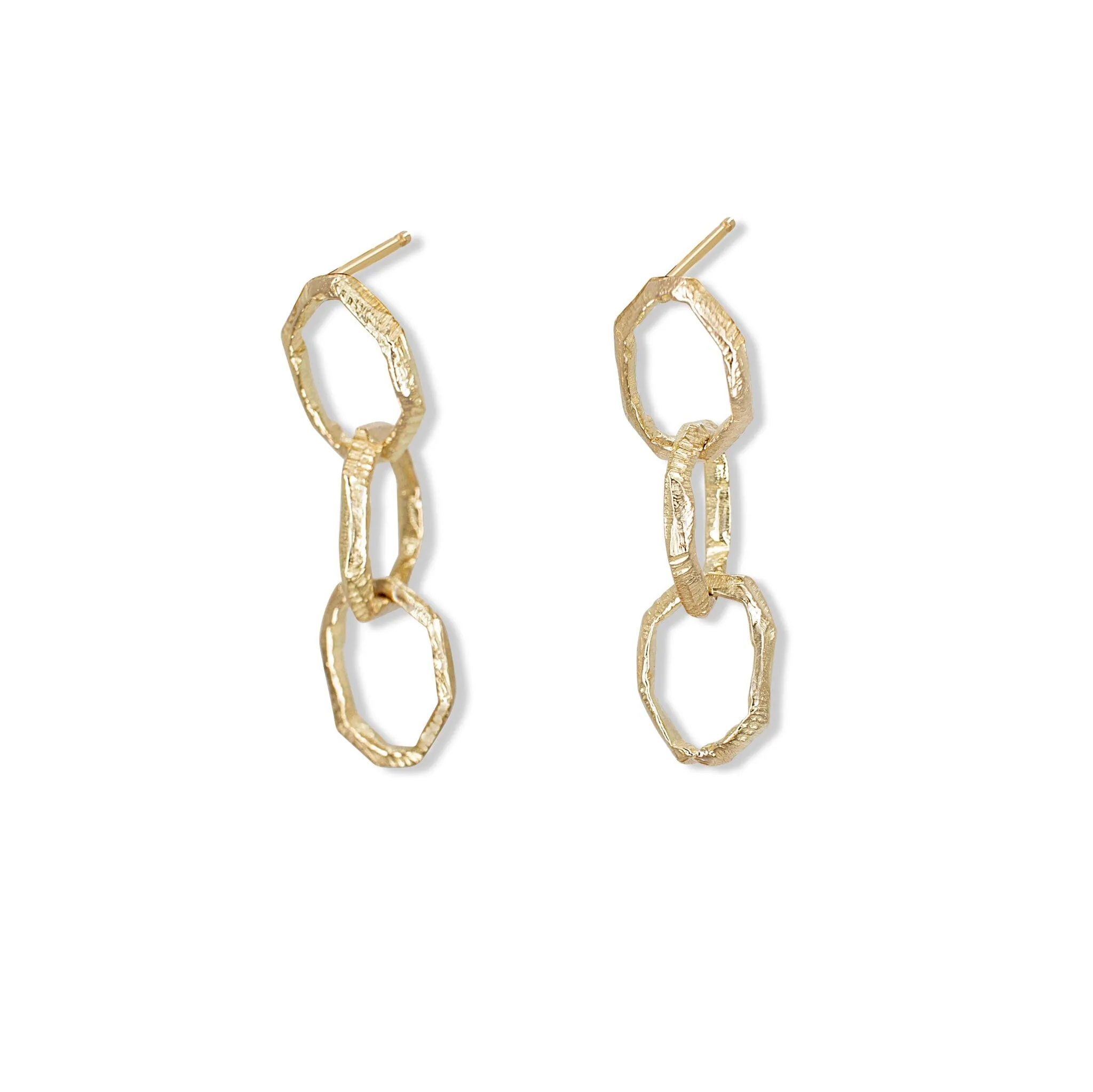 18K Carved Chain Link Earrings