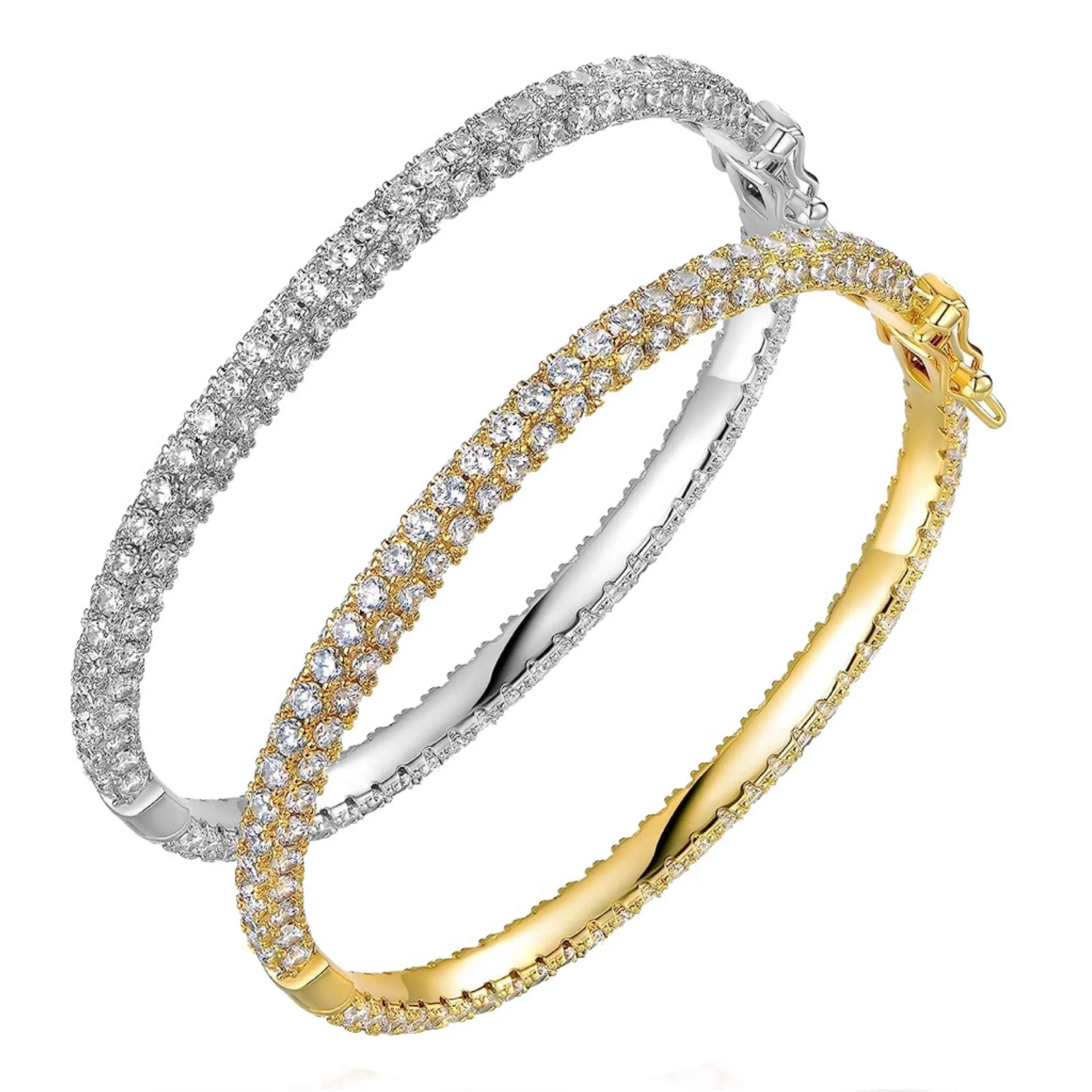 18K Gold & Silver Embellished Bangle Set