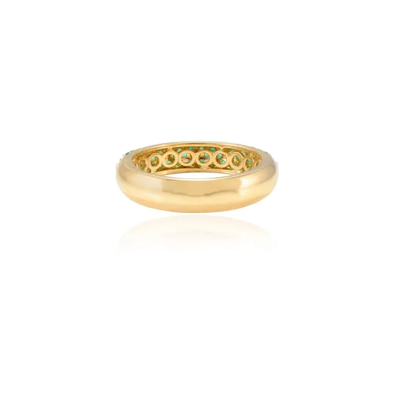 18K Gold Emerald Dome Style Band