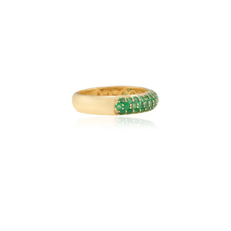 18K Gold Emerald Dome Style Band