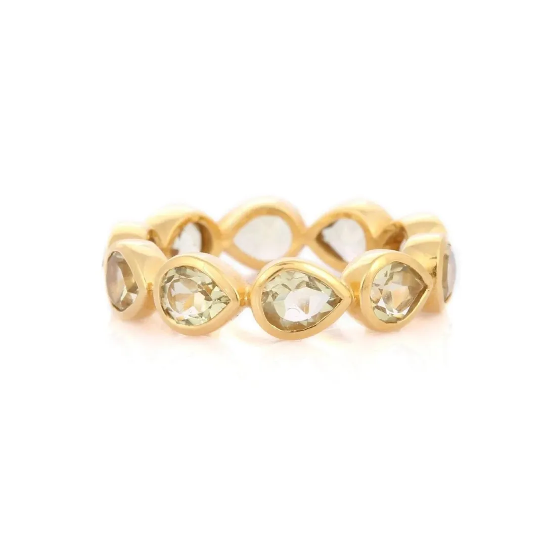 18K Gold Lemon Topaz Eternity Band