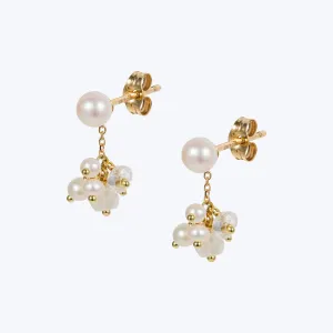 18K Gold Pearl Stud with Pearl Cluster