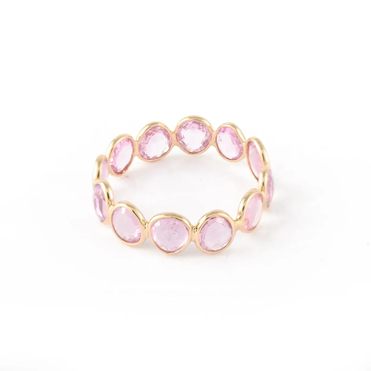 18K Gold Pink Sapphire Eternity Band