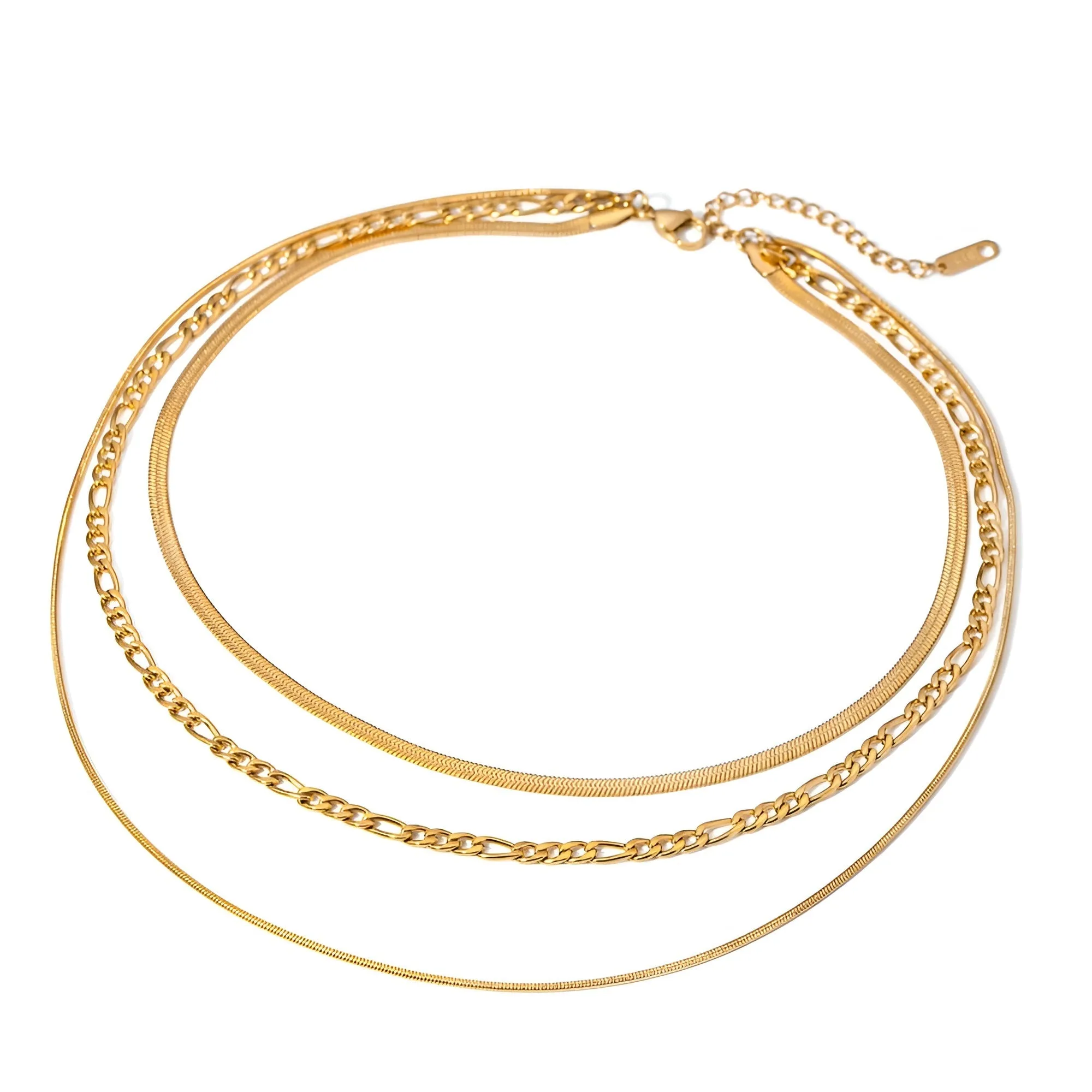 18K Gold Plated Triple Strand Chain Necklace