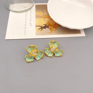 18K Gold Plated Vintage Flower Unique Earrings