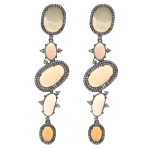 8.87ct Diamond & Opal Drop Earrings