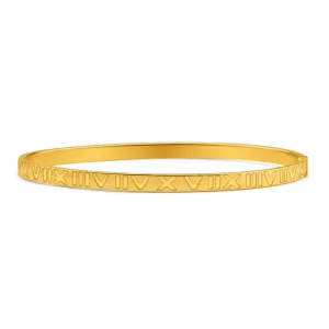 9ct Yellow Gold Silver Filled Roman Numeral Bangle