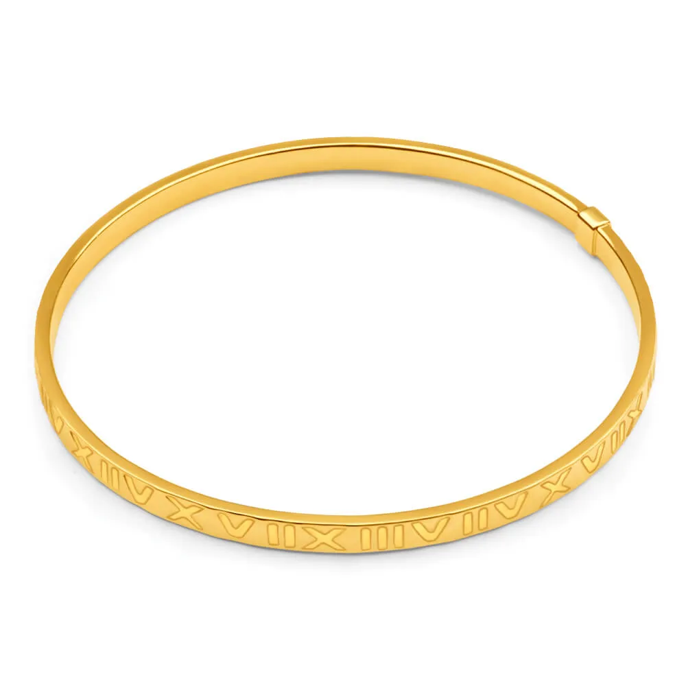 9ct Yellow Gold Silver Filled Roman Numeral Bangle