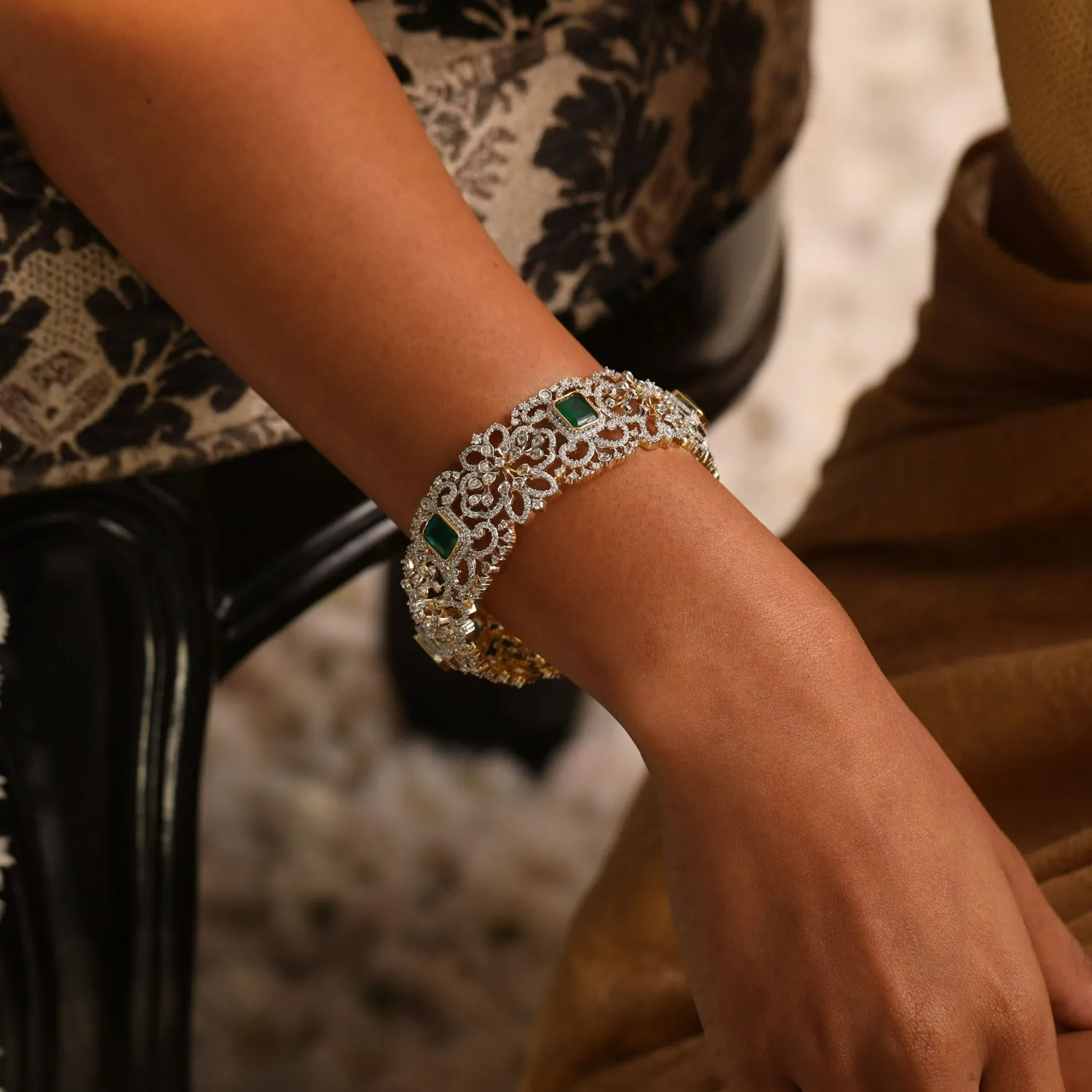 Aara CZ Silver Bangle