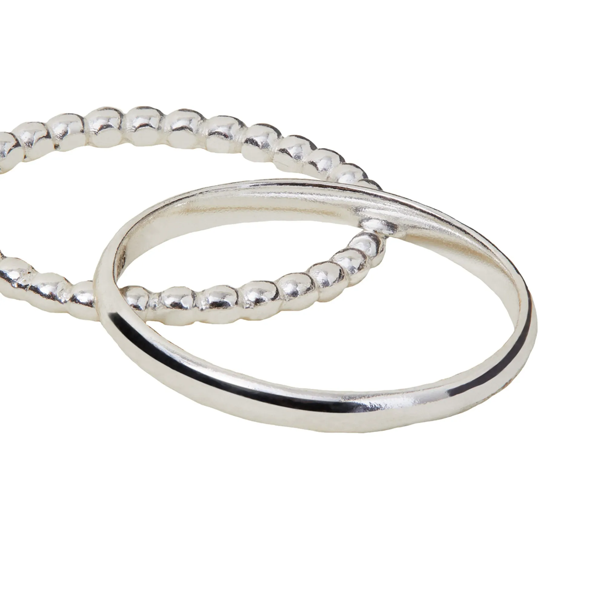 Accessorize London Women's 925 Sterling Silver Hallmark Bobble Rings Silver Set Of 2 - MEDIUM