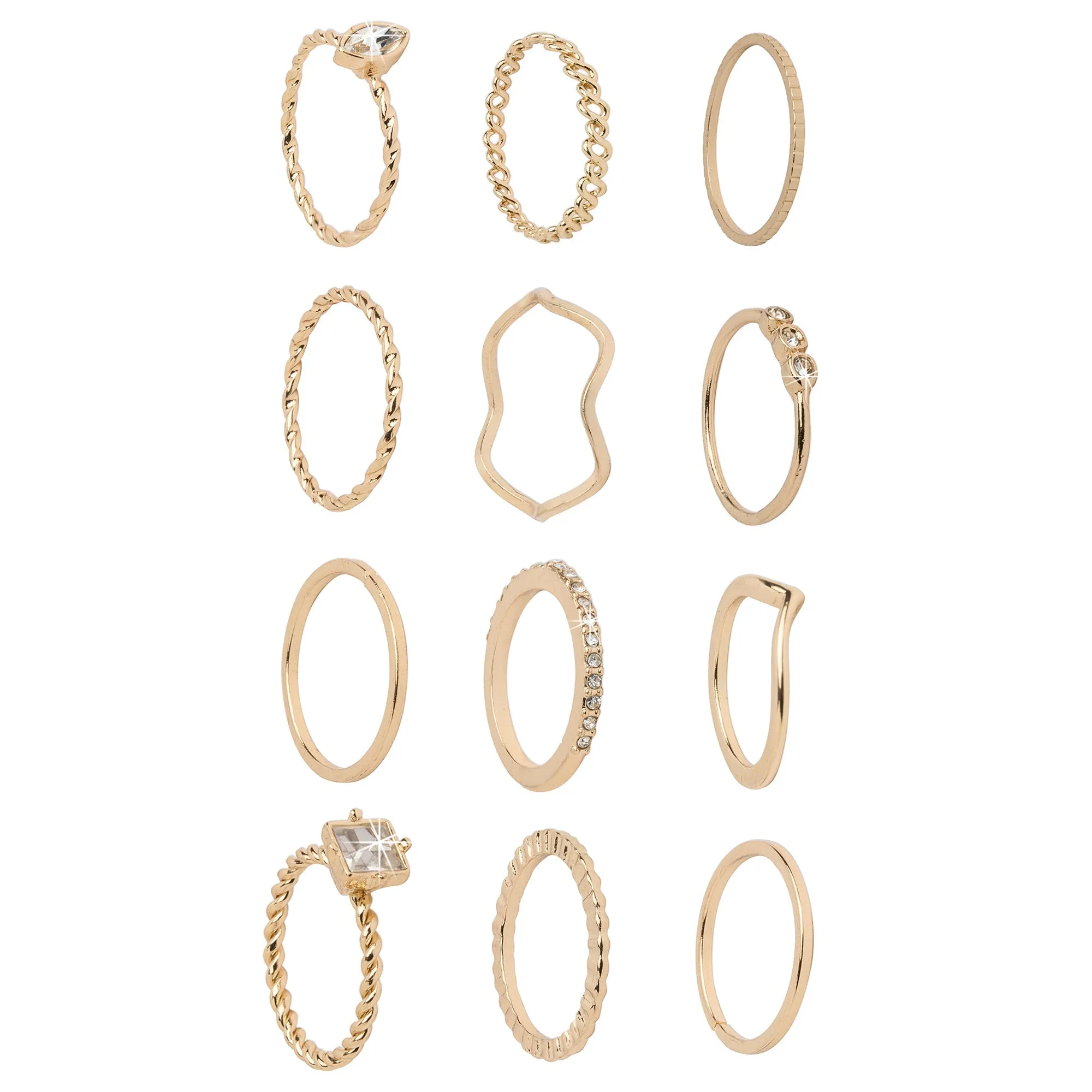 Accessorize London Women's Gold Crystal Ring Pack Medium