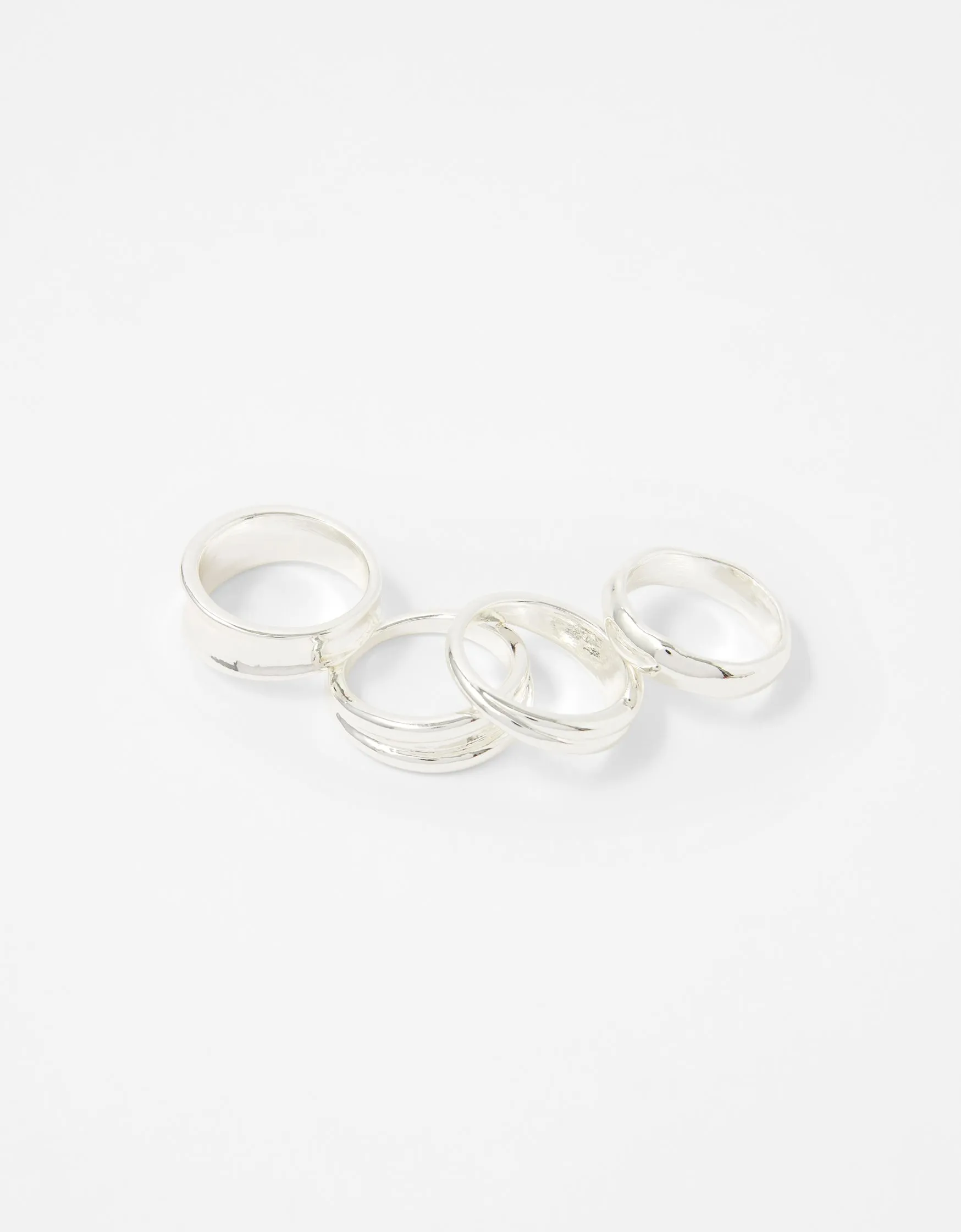 Accessorize London Women's Pack Of 4 Chunky Stacking Rings Medium