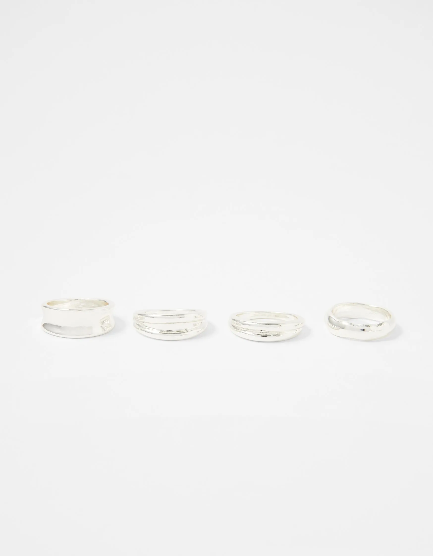 Accessorize London Women's Pack Of 4 Chunky Stacking Rings Medium