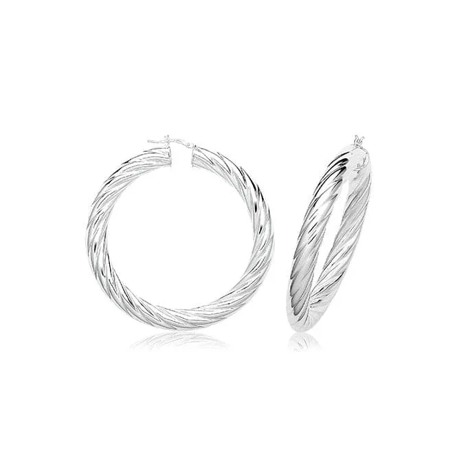 Acotis Silver Hoop Earrings Twisted G51322