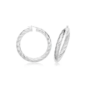 Acotis Silver Hoop Earrings Twisted G51322