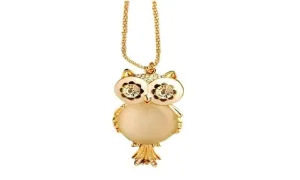 Alloy Rhinestone Statement Snowflake Shape Eye Owl Pendant Necklace