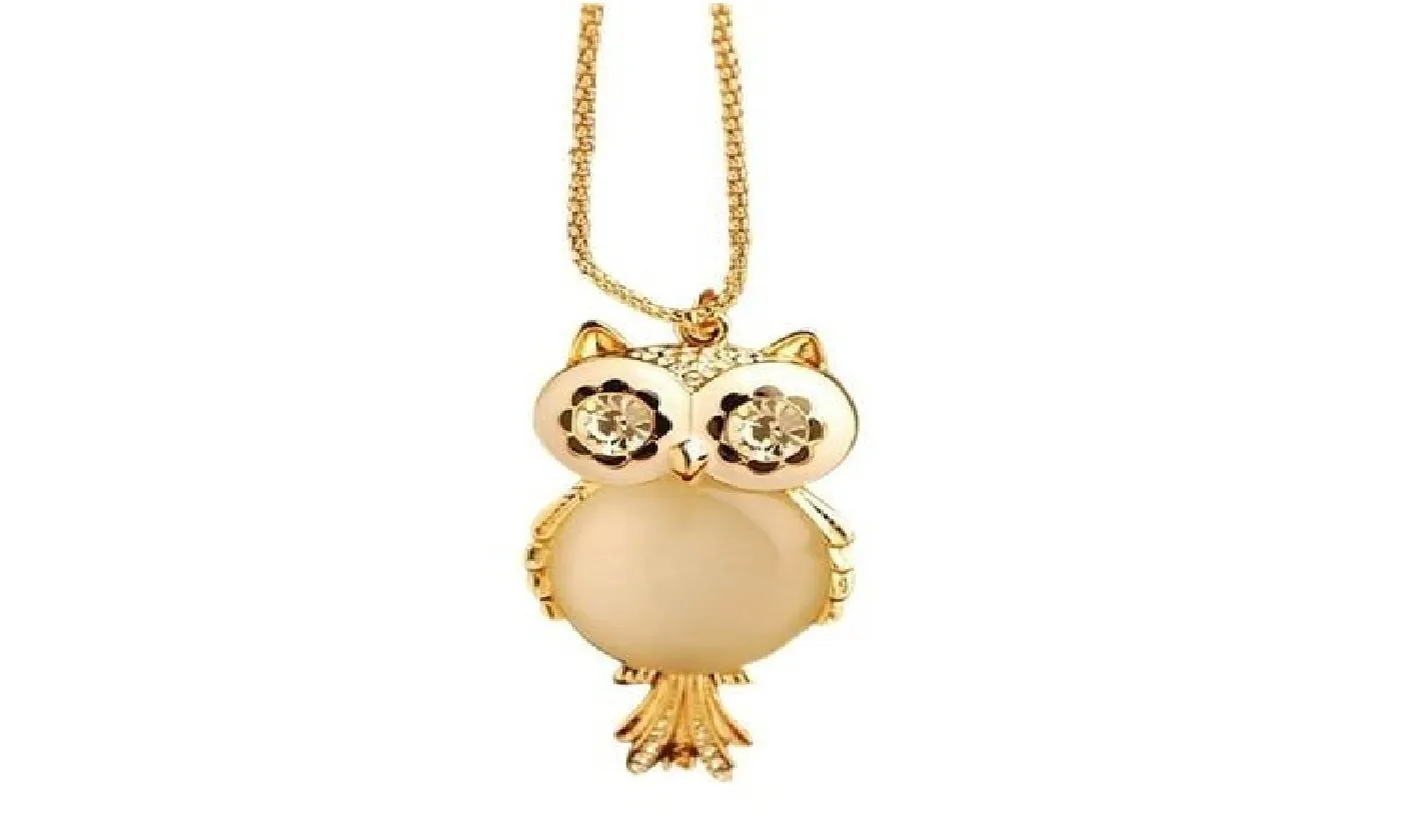 Alloy Rhinestone Statement Snowflake Shape Eye Owl Pendant Necklace