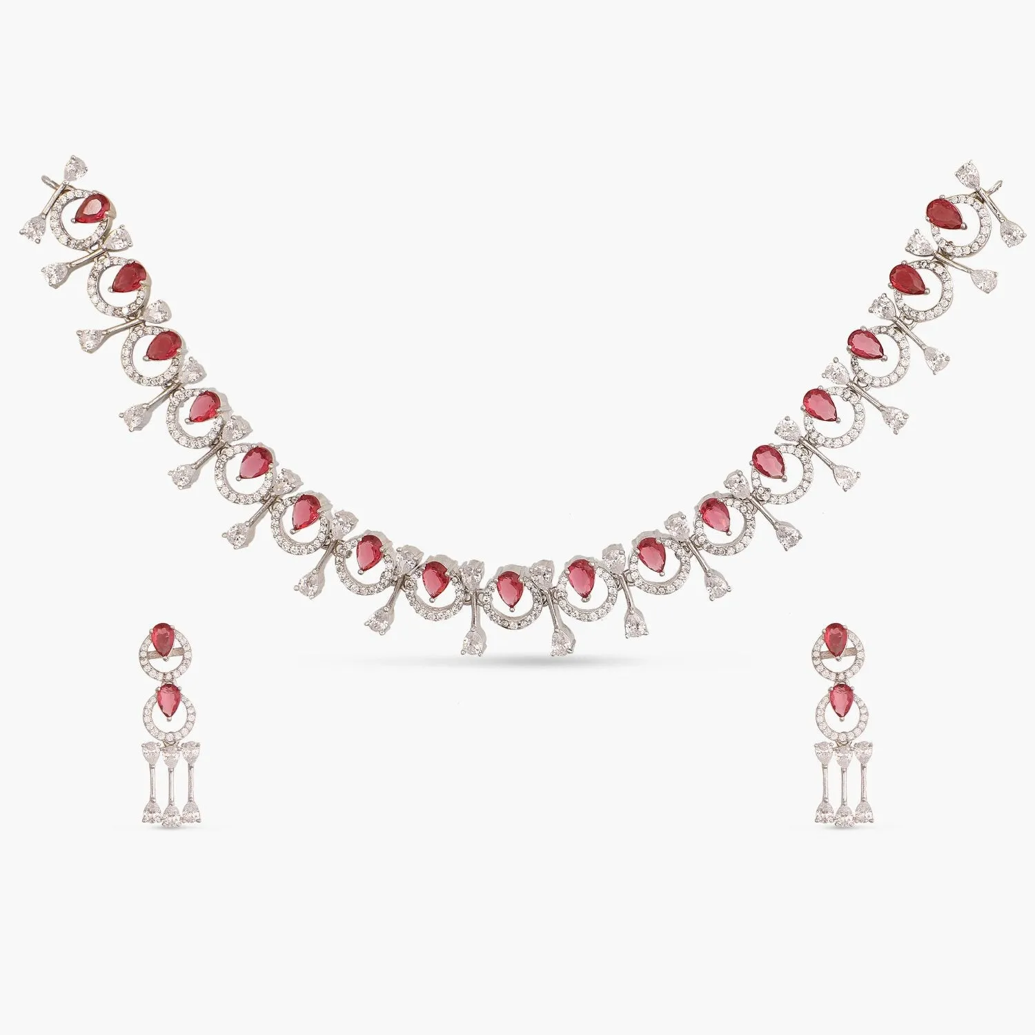 Amara Red CZ Necklace Set