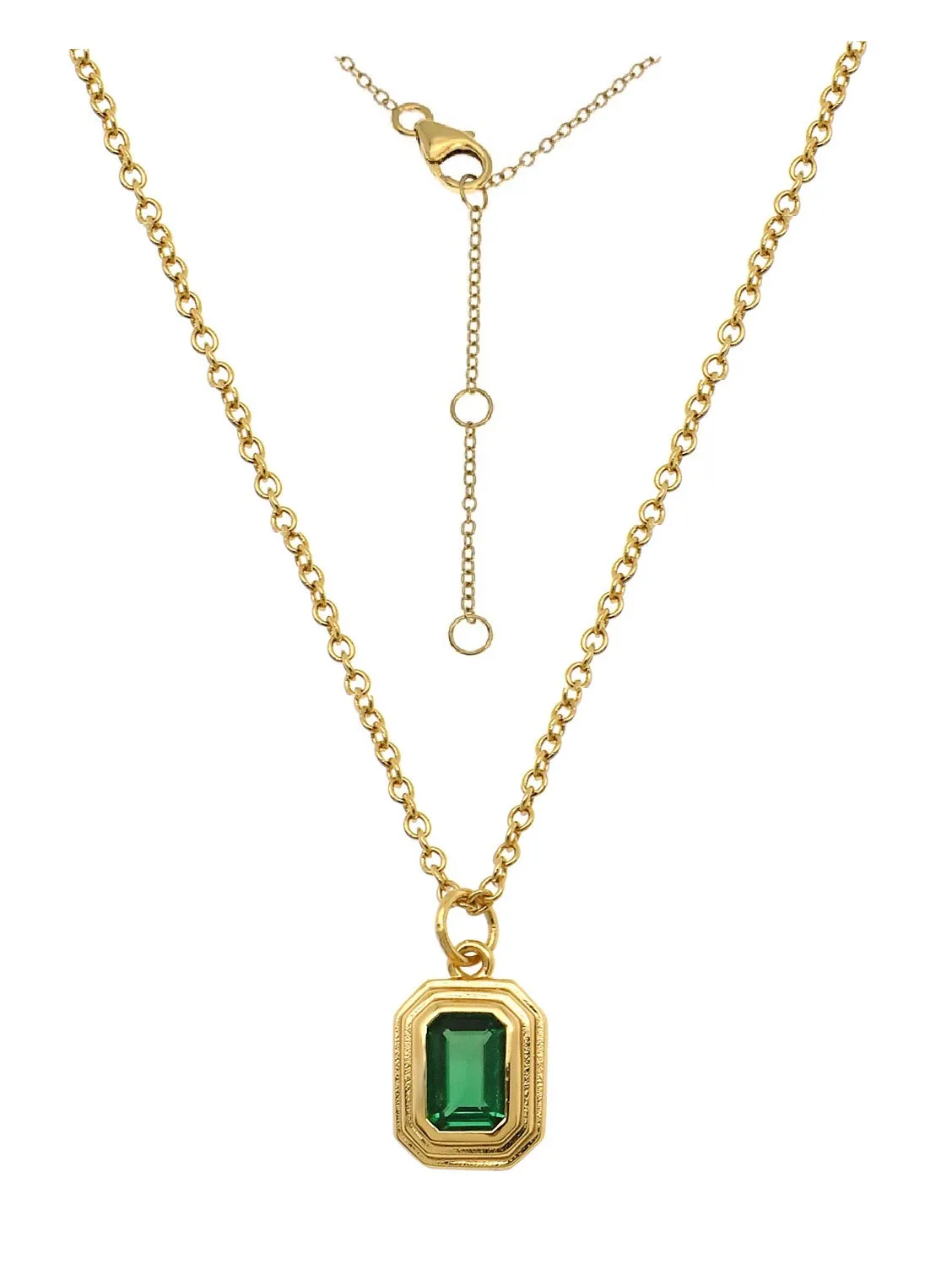 Ames Emerald Amulet Necklace in Gold