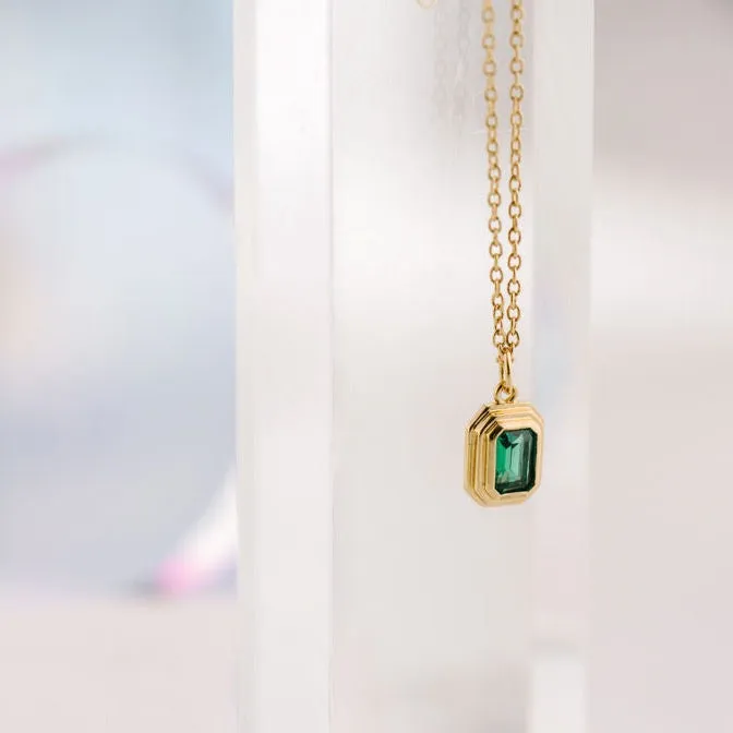 Ames Emerald Amulet Necklace in Gold