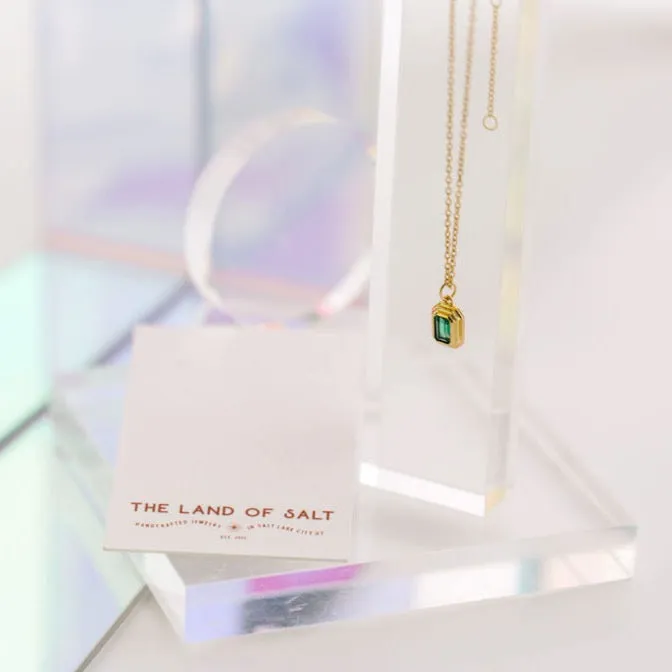 Ames Emerald Amulet Necklace in Gold