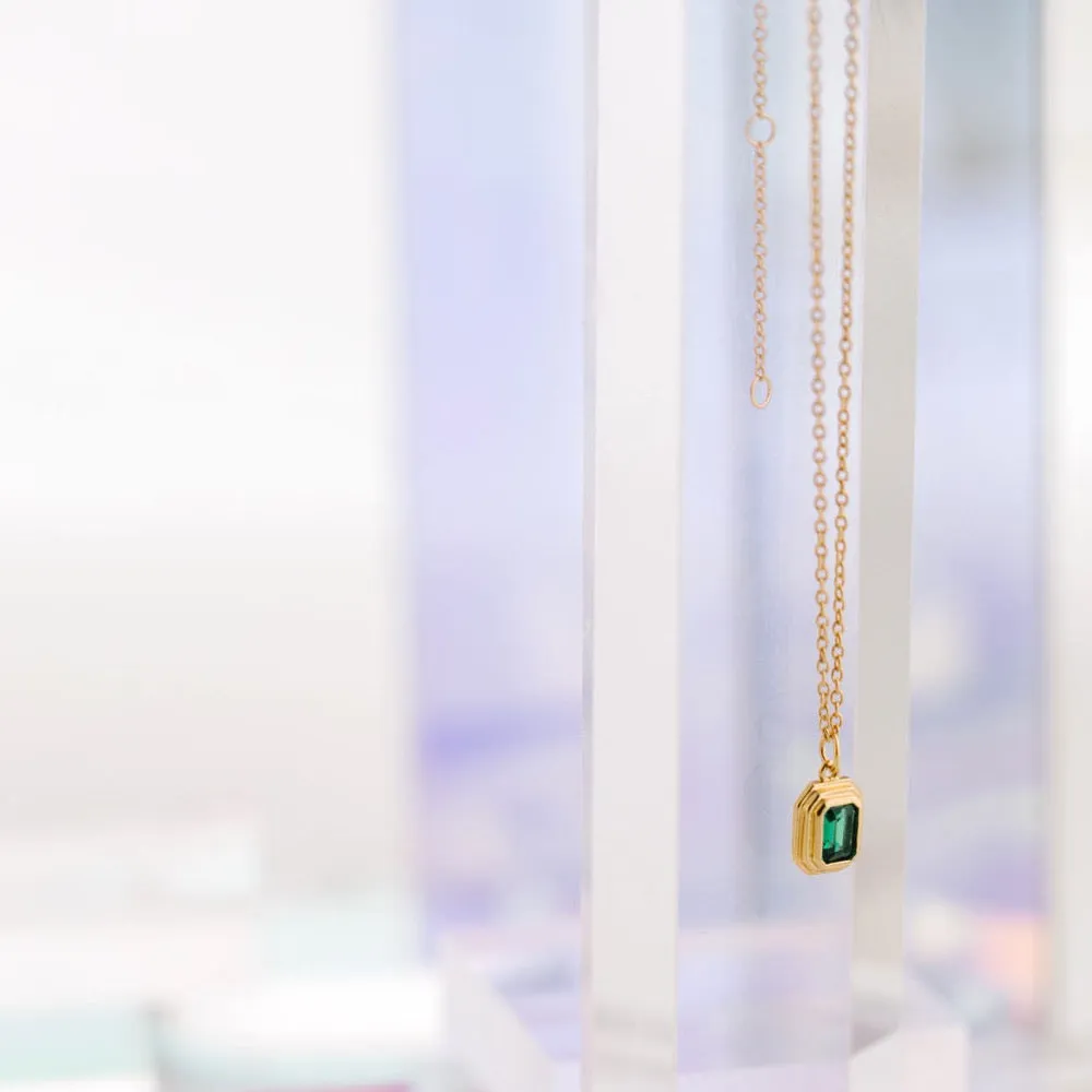 Ames Emerald Amulet Necklace in Gold