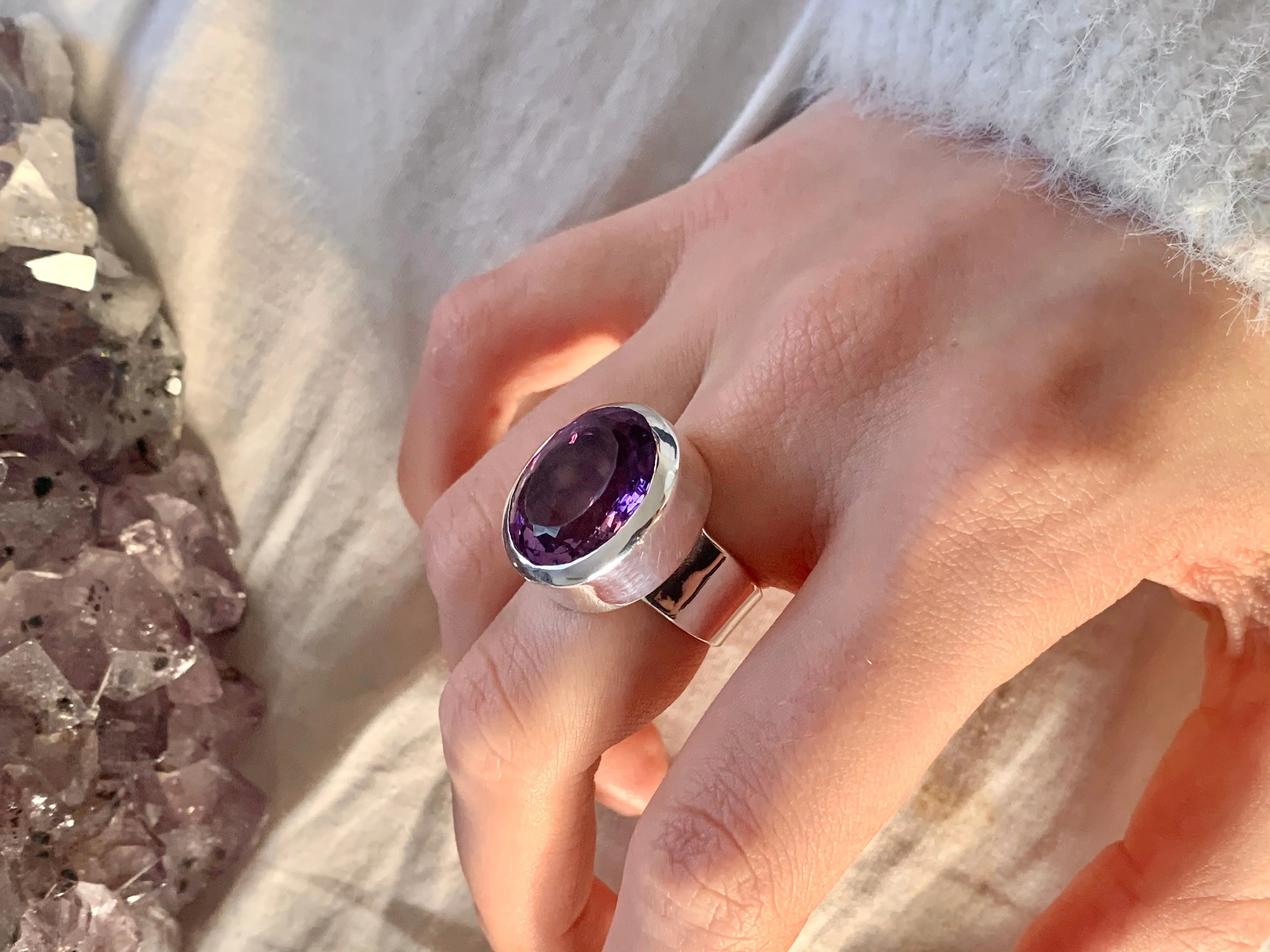 Amethyst Naevia Ring - Large Oval (US 6.5)