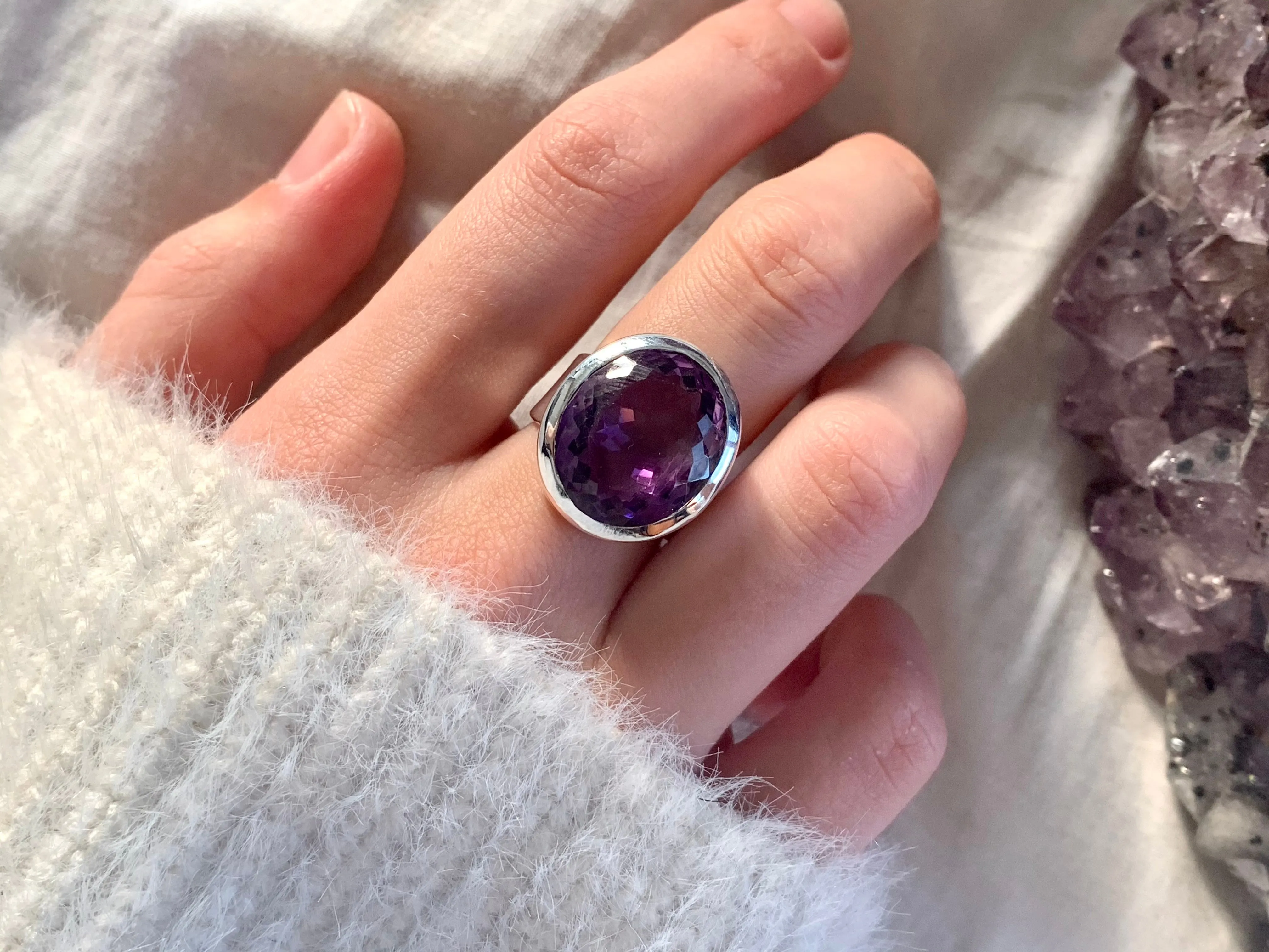 Amethyst Naevia Ring - Large Oval (US 6.5)