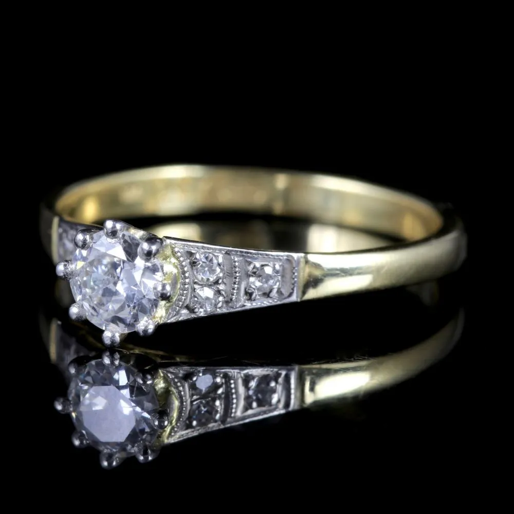 Antique Edwardian Diamond Solitaire Ring 18Ct Plat Circa 1915