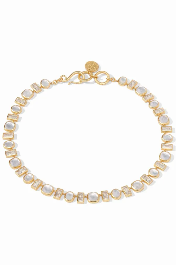 Antonia Tennis Necklace - Gold Iridescent Clear Crystal | Julie Vos