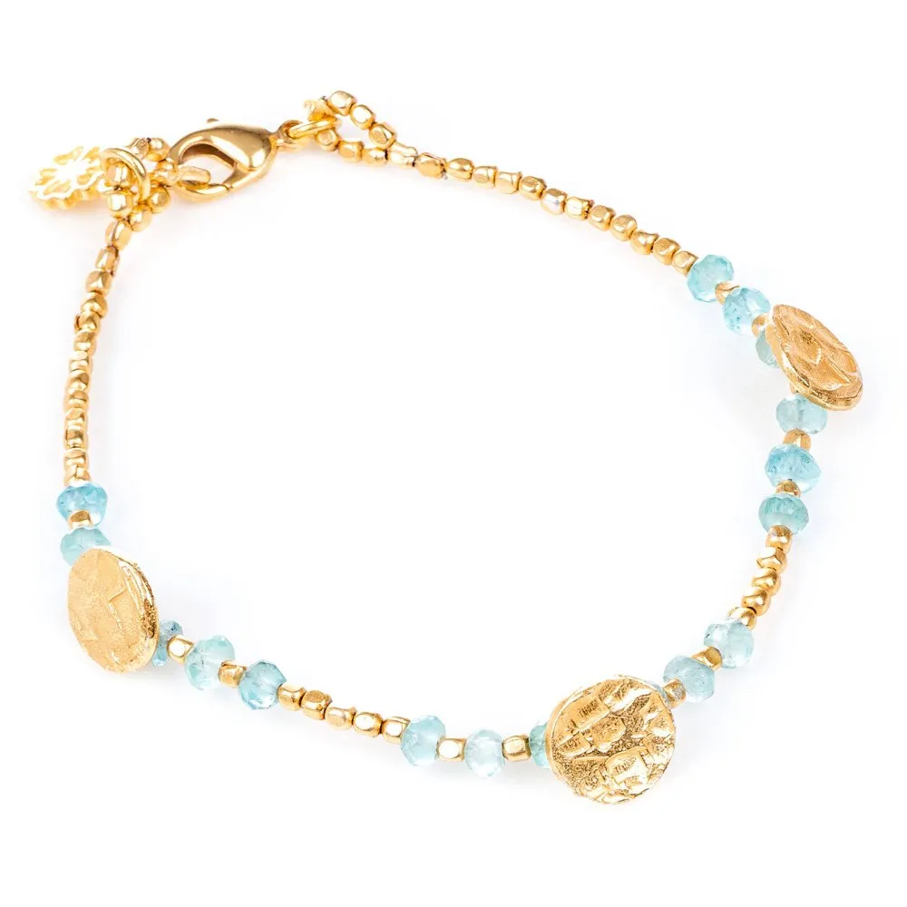 Apatite Gold Plated Sun Disc Bracelet